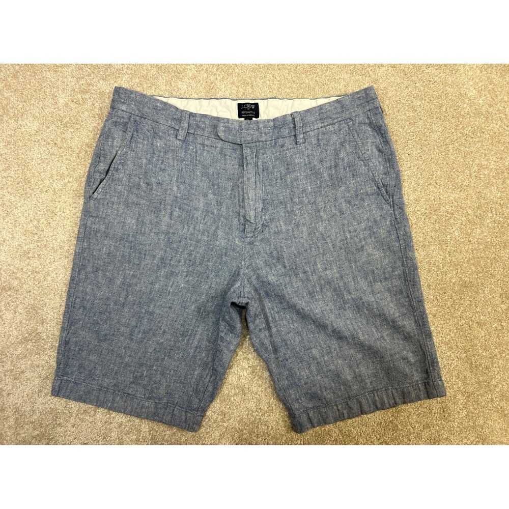 J. Crew Rivington Linen Blend Shorts Men's 34W Blue Chino Casual Summer